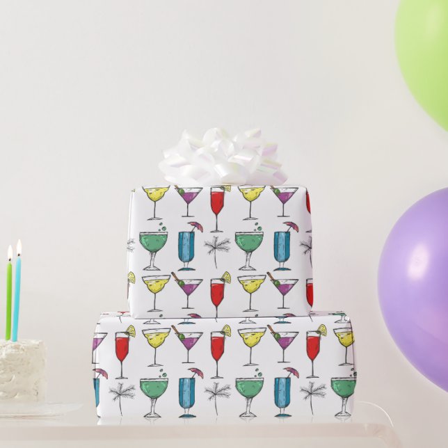 Cadeau Papier d'emballage Cocktails Boissons Mixtes (Cadeaux de fête)