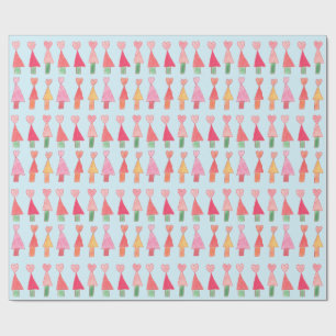 Cadeau Papier d'emballage coeurs d'arbre de Noël