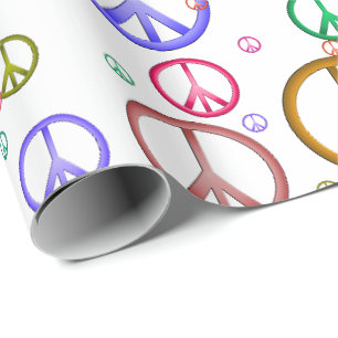 Cadeau Papier d'emballage coloré de signes de paix