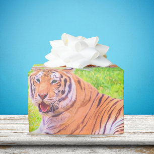 Cadeau Papier d'emballage coloré de Tigre de Sibérie amus