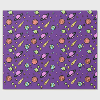 Cadeau Papier d'emballage Coloré Gribouillis de l'espace