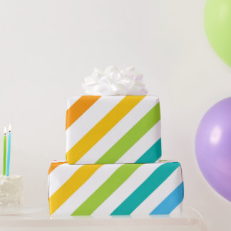 Cadeau Papier d'emballage coloré rayé pour anniversaire