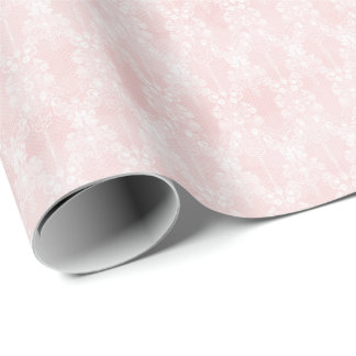 Cadeau Papier d'emballage Coquette en dentelle rose vinta