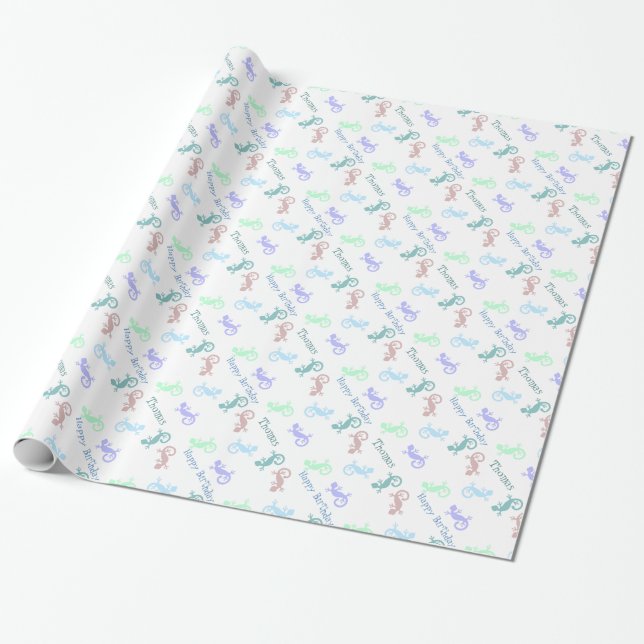 Cadeau Papier d'emballage d'anniversaire coloré fait sur (Déroulé)