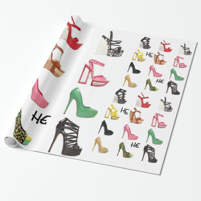 Cadeau Papier d'emballage d'anniversaire de chaussure pou (Déroulé)