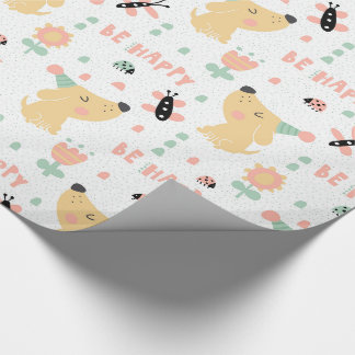 Cadeau papier d'emballage d'anniversaire de chienchien