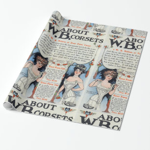 Cadeau Papier d'emballage d'annonce vintage de corset