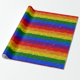 Cadeau Papier d'emballage d'arc-en-ciel de fourrure de