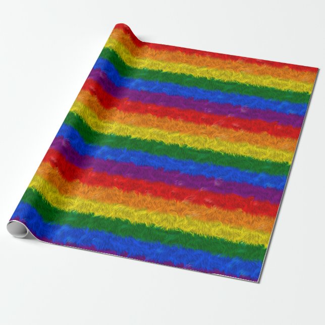 Cadeau Papier d'emballage d'arc-en-ciel de fourrure de (Déroulé)