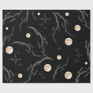 Cadeau Papier d'emballage Dark Gothic Moon & Stars