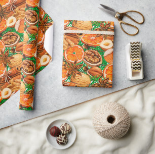 Cadeau Papier d'emballage d'automne d'épices orange