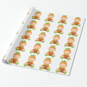Cadeau Papier d'emballage de baby shower de citrouille de