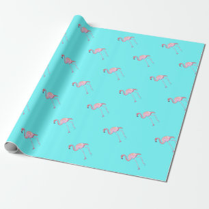 Cadeau Papier d'emballage de bleu de turquoise de Flamant