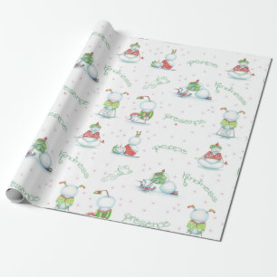 Cadeau Papier d'emballage de bonhomme de neige de yoga