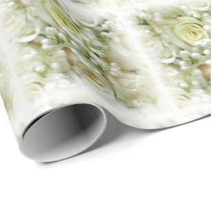Cadeau Papier d'emballage de bouquet de roses de mariage