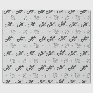 Cadeau Papier d'emballage de café illustré noir et blanc