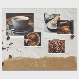 Cadeau Papier d'emballage de café illustré noir et blanc