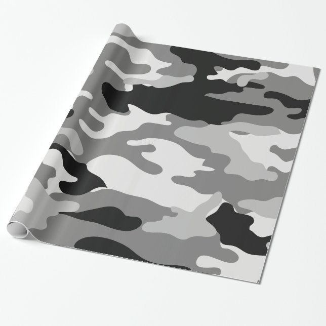 Cadeau Papier d'emballage de camouflage de gris et de (Déroulé)