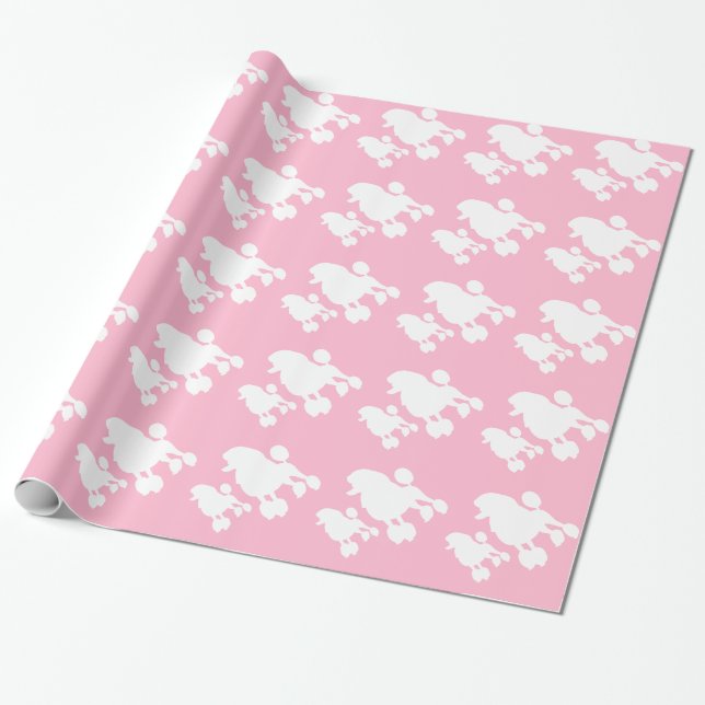 Cadeau Papier d'emballage de caniche rose (Déroulé)