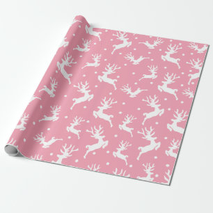 Cadeau Papier d'emballage de cerfs communs roses de Noël