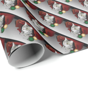 Cadeau Papier d'emballage de chat de Noël