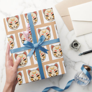 Cadeau Papier d'emballage de chat esthétique japonais Kaw