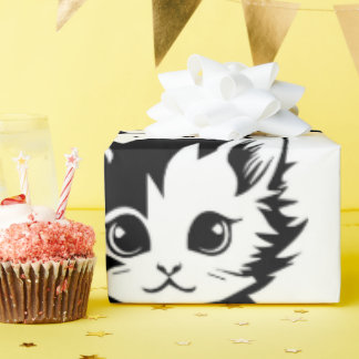 Cadeau Papier d'emballage de chat esthétique japonais Kaw