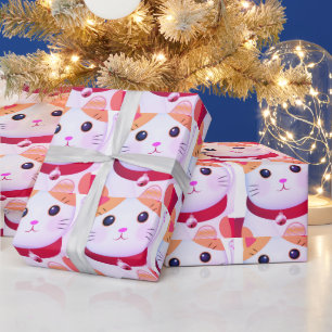 Cadeau Papier d'emballage de chat esthétique japonais Kaw