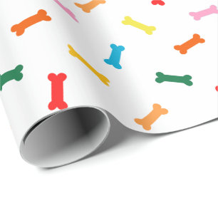 Cadeau Papier d'emballage de chien d'os colorés de