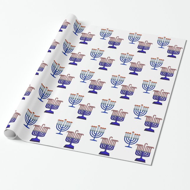 Cadeau Papier d'emballage de Chrismukkah Menorahs (Déroulé)