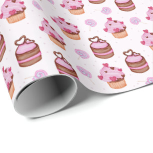 Cadeau Papier d'emballage de cupcake de la Saint-Valentin