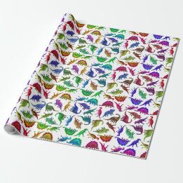 Cadeau Papier d'emballage de dinosaures colorés frais