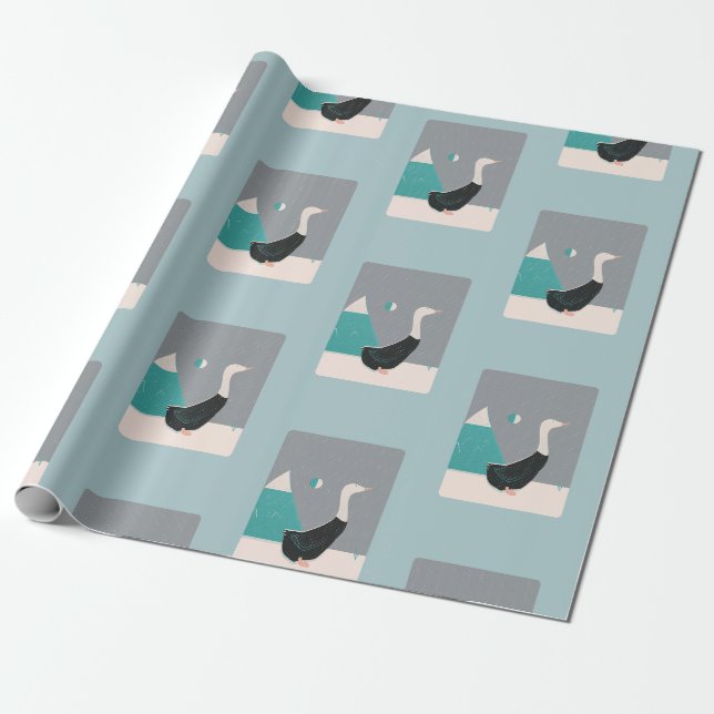 Cadeau Papier d'emballage de fête d'oie de neige (Déroulé)