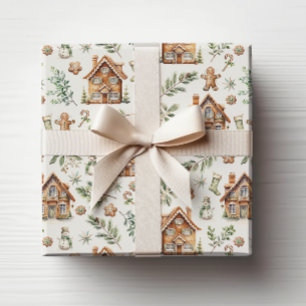 Cadeau Papier d'emballage de fêtes au pain d'épice
