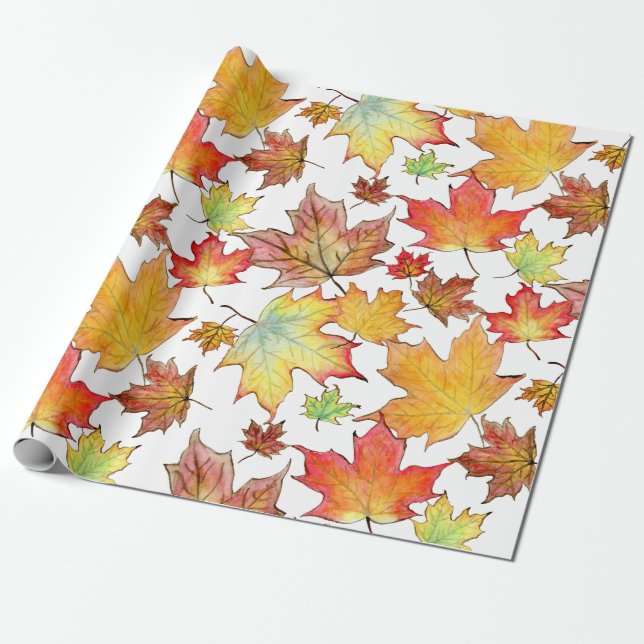 Cadeau Papier d'emballage de feuille d'érable d'automne (Déroulé)