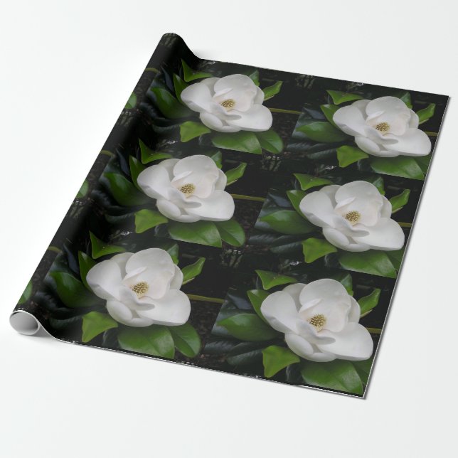 Cadeau Papier d'emballage de fleur de magnolia (Déroulé)