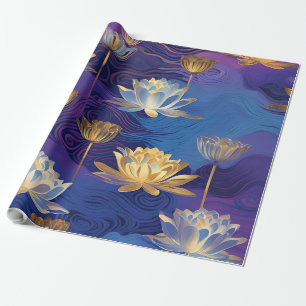 Cadeau papier d'emballage de fleurs de lotus