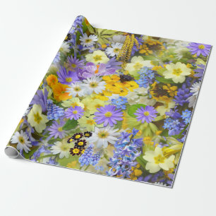 Cadeau papier d'emballage de fleurs de printemps