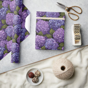 Cadeau Papier d'emballage de fleurs d'hortensia serein et