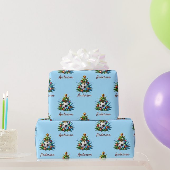 Cadeau Papier d'emballage de football de Noël avec nom pe (Cadeaux de fête)