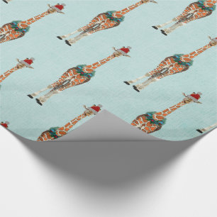Cadeau Papier d'emballage de GIRAFE DE FÊTE