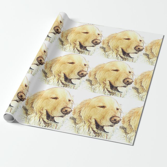 Cadeau Papier d'emballage de golden retriever (Déroulé)
