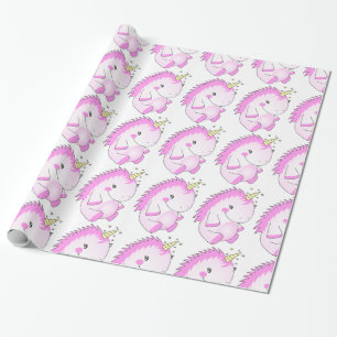 Cadeau Papier d'emballage de grosse licorne rose mignonne