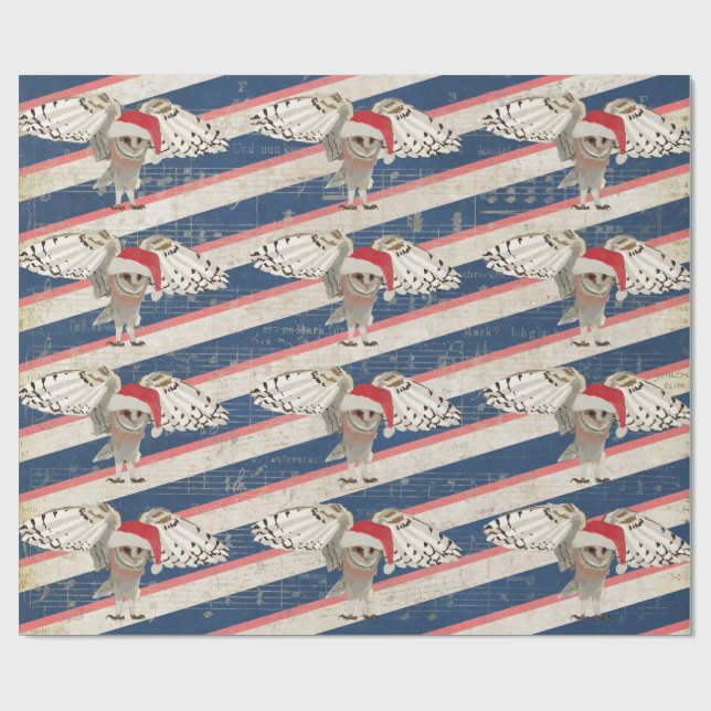 Cadeau Papier d'emballage de HIBOU de NOËL (Plat)