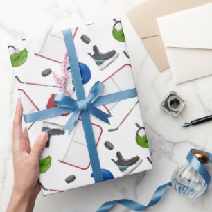 Cadeau Papier d'emballage de hockey sur glace, emballage 