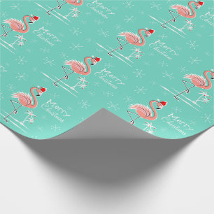 Cadeau Papier d'emballage de Joyeux Noël de Flamant rose