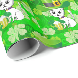 Cadeau Papier d'emballage de la Saint-Patrick Bière Chat