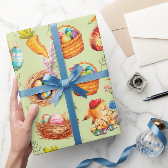Cadeau Papier d'emballage de lapin de Pâques occupé (Cadeaux)