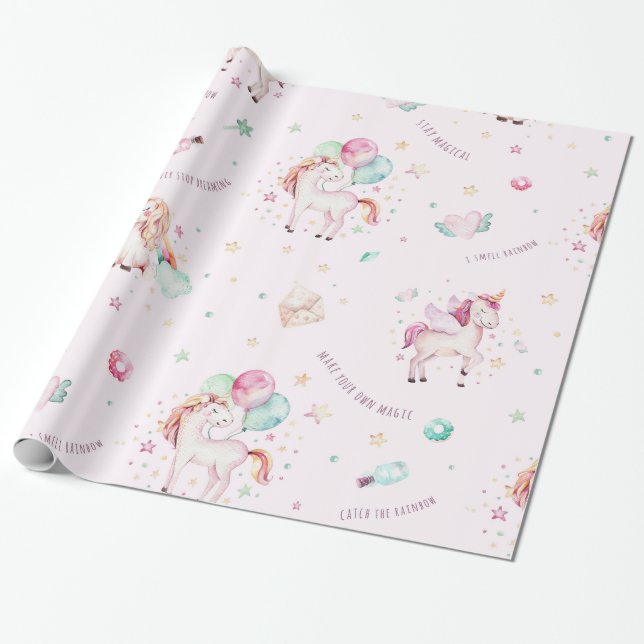 Cadeau Papier d'emballage de licorne magique (Déroulé)