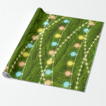 Papier d'emballage de lumières d'arbre de Noël